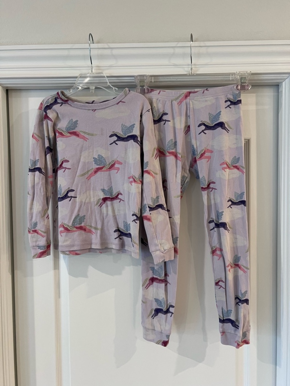 Tea Collection Lavender Unicorn Pajama Set with Pink and Navy Art